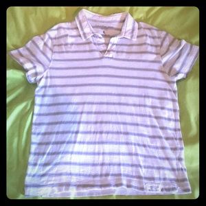 Men’s Calvin Klein polo white w gray stripes large